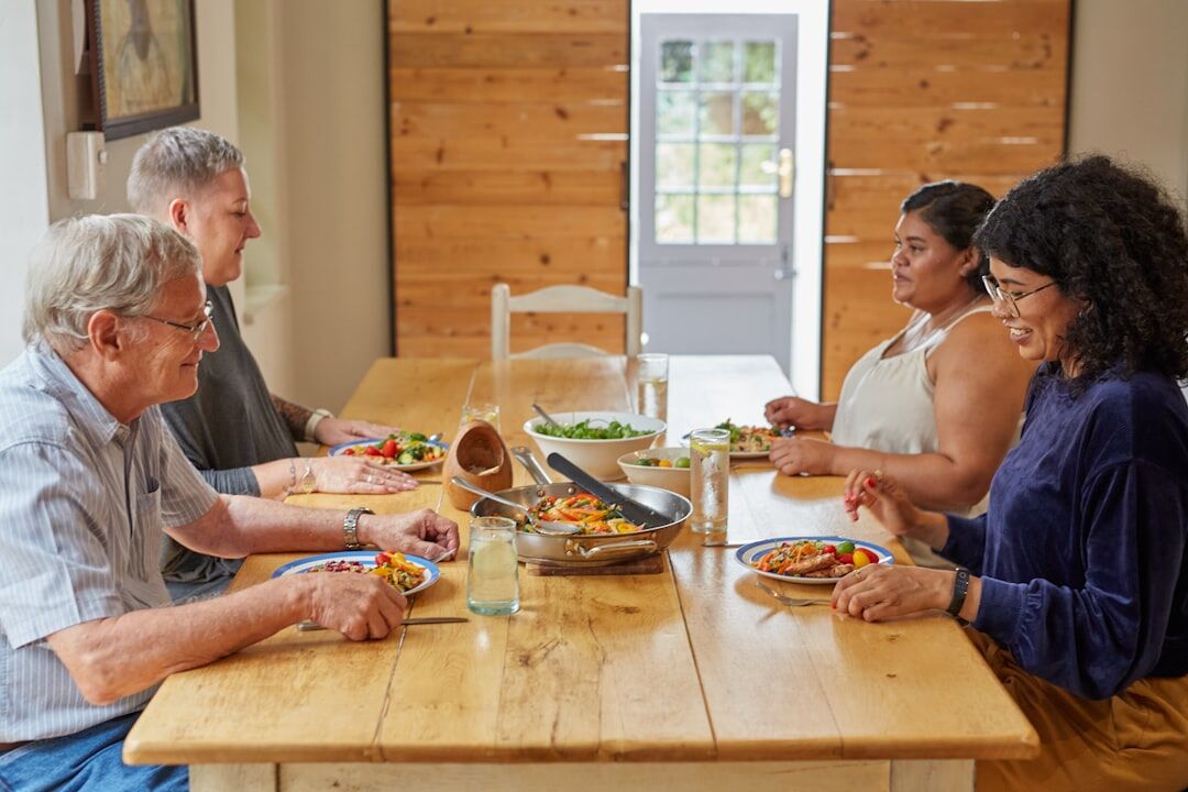 seniors having meal together