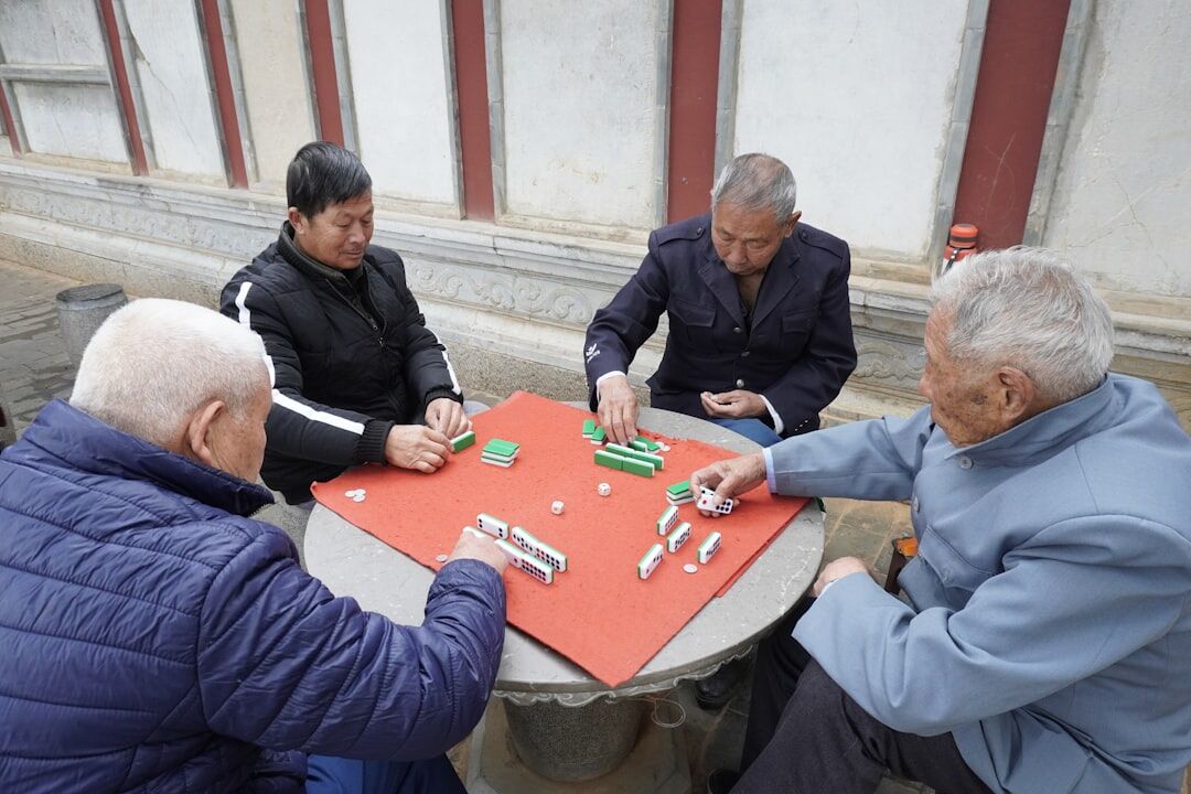 seniors playing board games