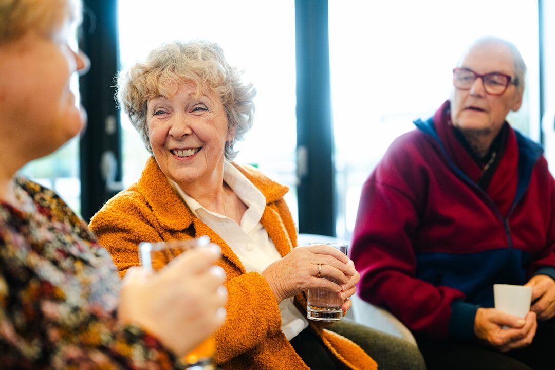 seniors chatting in lounge