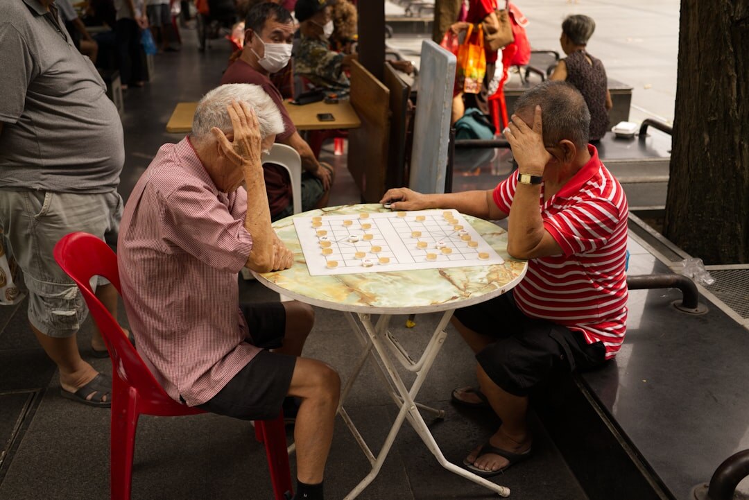 seniors playing board games