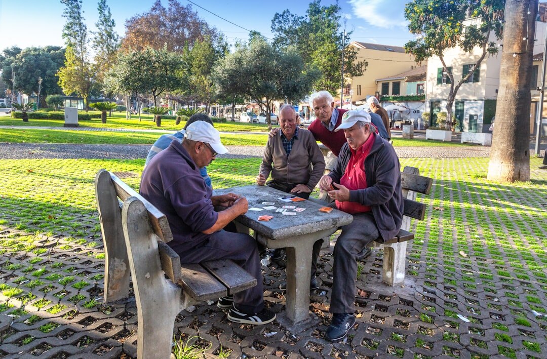 elderly group playing board games