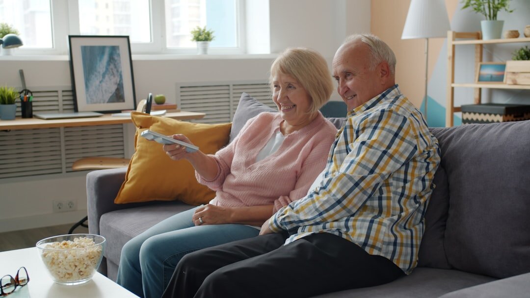seniors relaxing in cozy living room