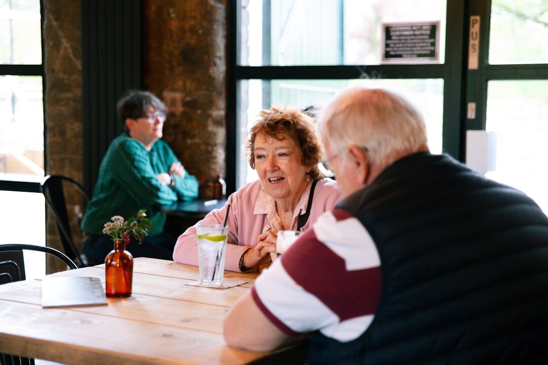 seniors chatting in neighborhood